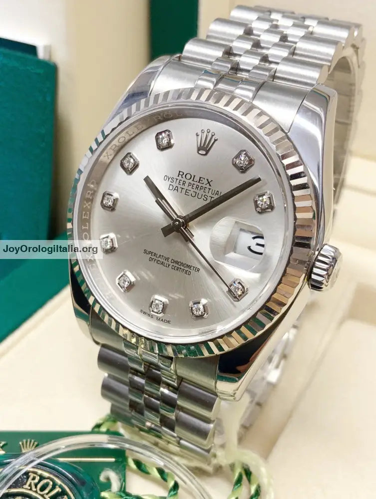 Datejust 36mm acciaio Grigio con brillantini