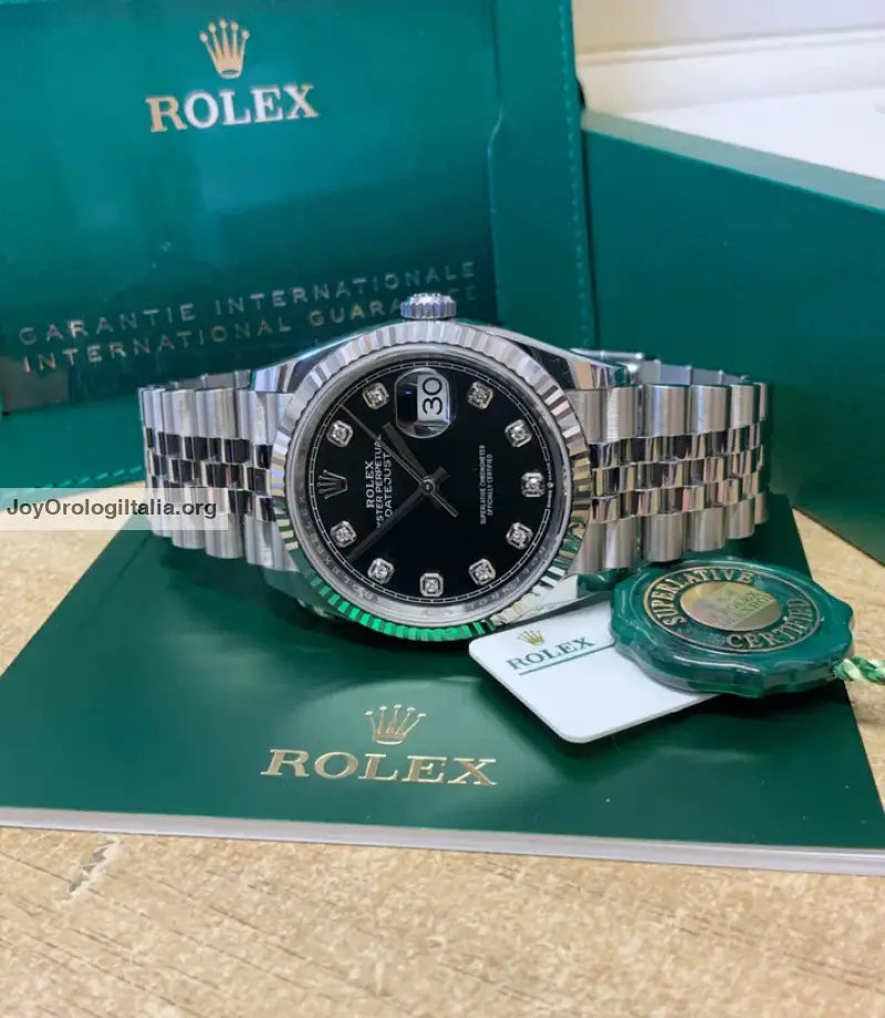 Datejust 36mm acciaio nero con brillantini