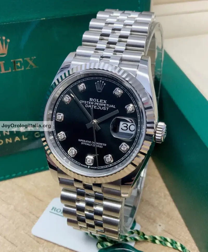Datejust 36mm acciaio nero con brillantini