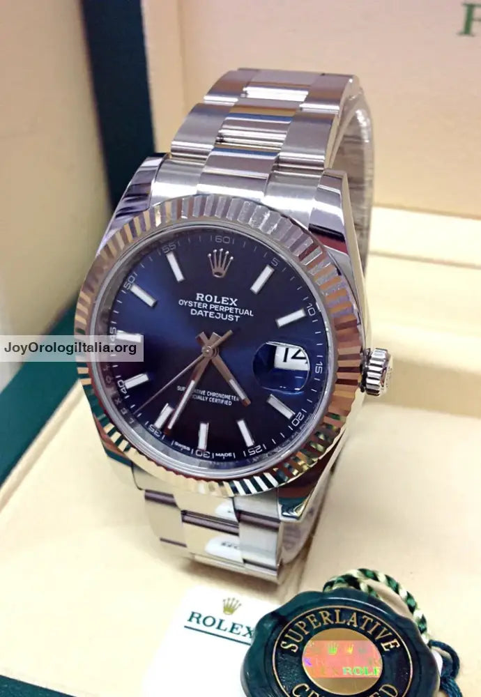 Datejust 41mm oyster blu ghiera zigrinata
