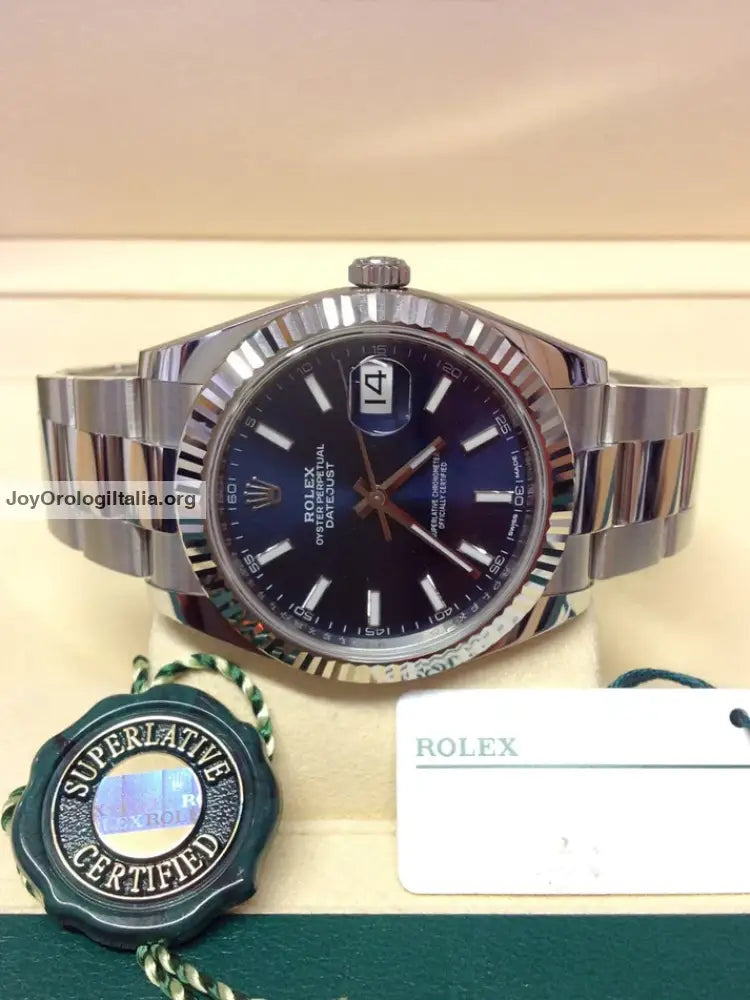 Datejust 41mm oyster blu ghiera zigrinata