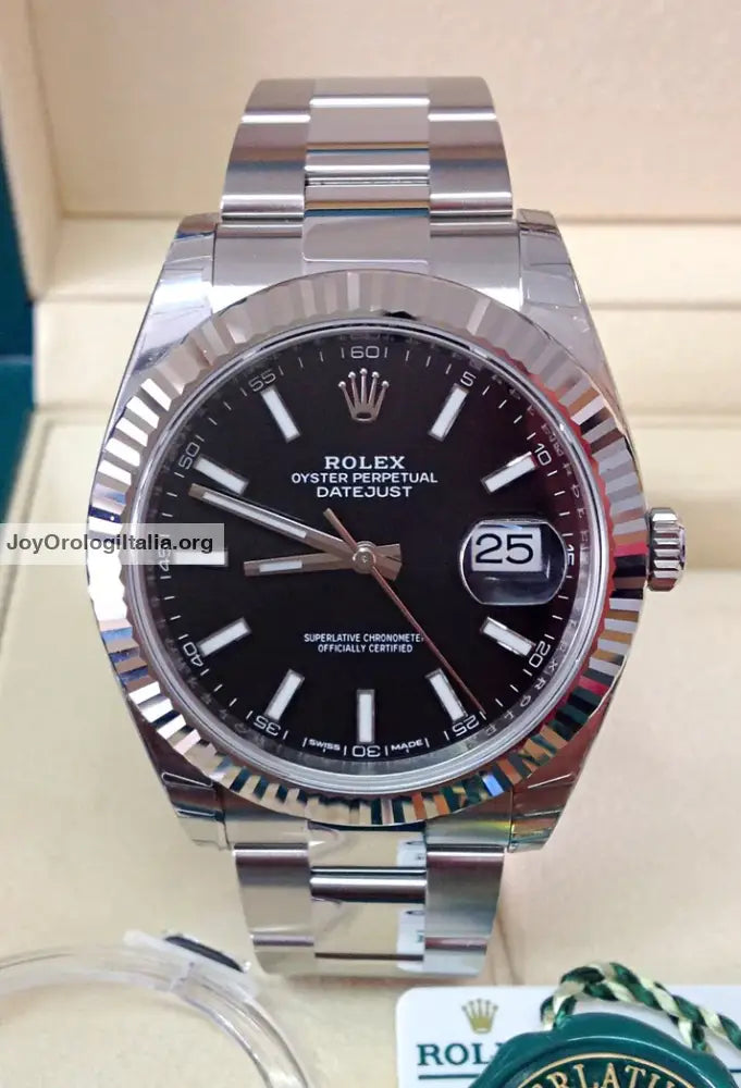 Datejust 41mm oyster nero ghiera zigrinata