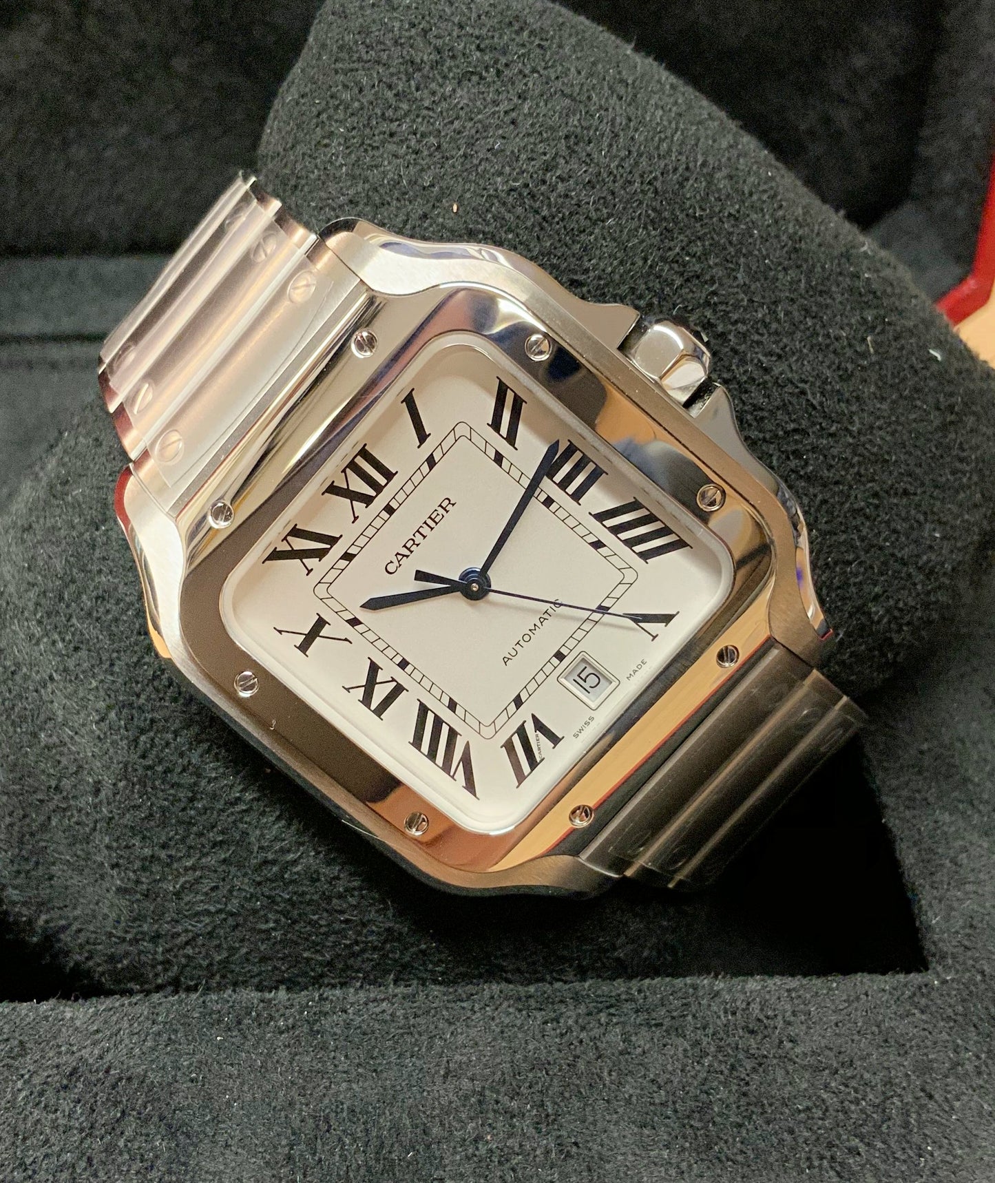 Cartier Santos Acciaio White Large Size