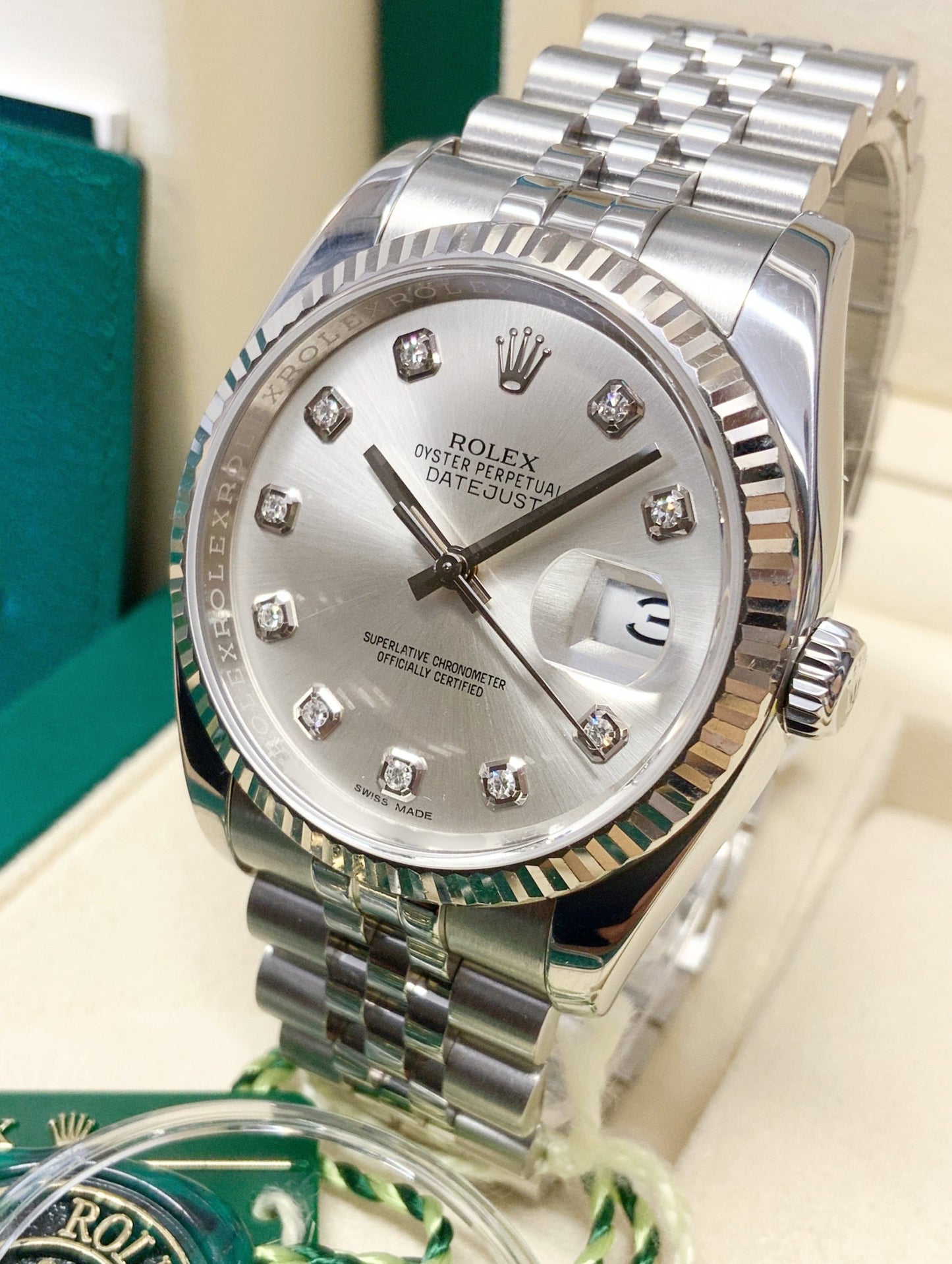 Datejust 36mm acciaio Grigio con brillantini