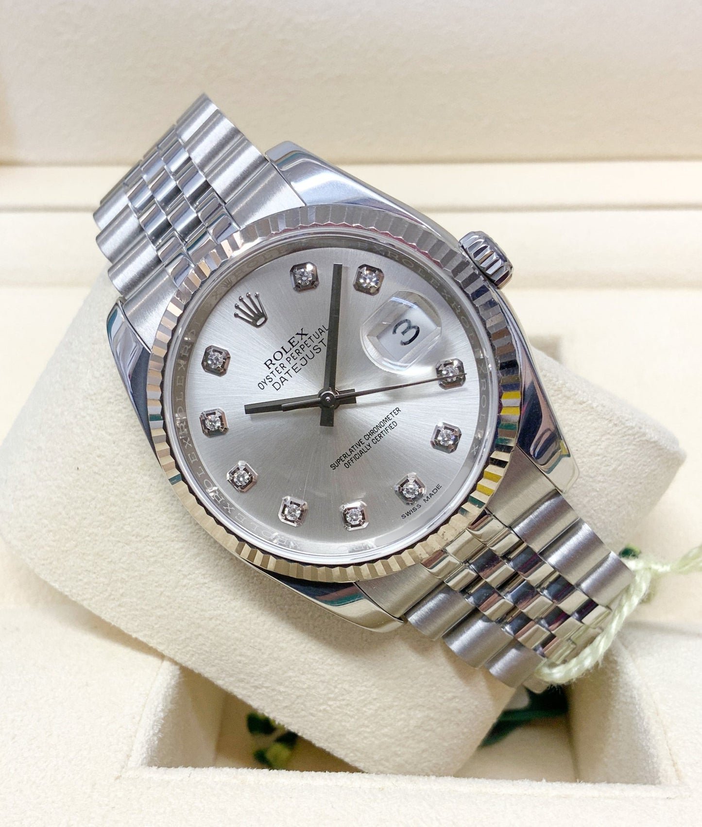 Datejust 36mm acciaio Grigio con brillantini