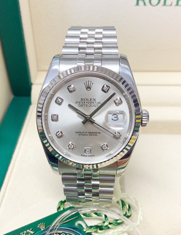 Datejust 36mm acciaio Grigio con brillantini