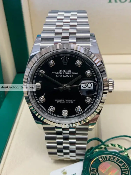 Datejust 36mm acciaio nero con brillantini