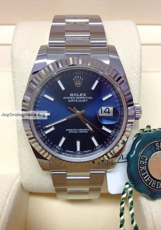 Datejust 41mm oyster blu ghiera zigrinata