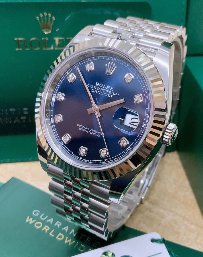 Datejust 36mm acciaio blu con brillantini