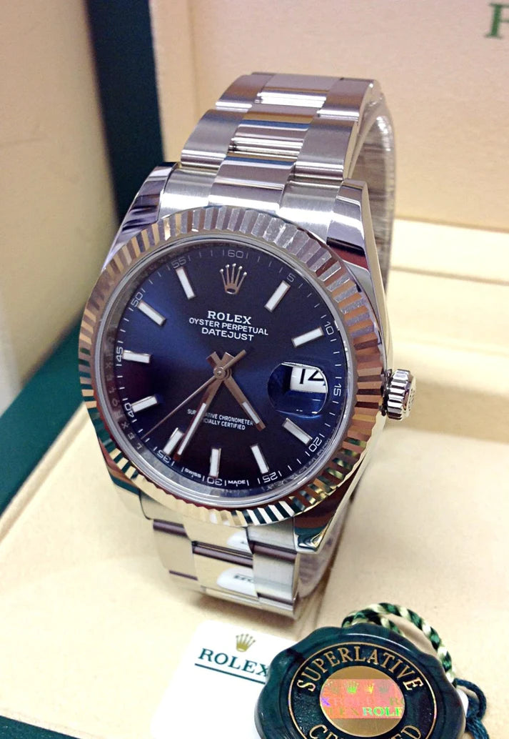 Datejust 41mm oyster blu ghiera zigrinata