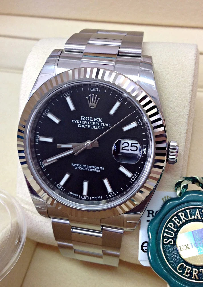 Datejust 41mm oyster nero ghiera zigrinata