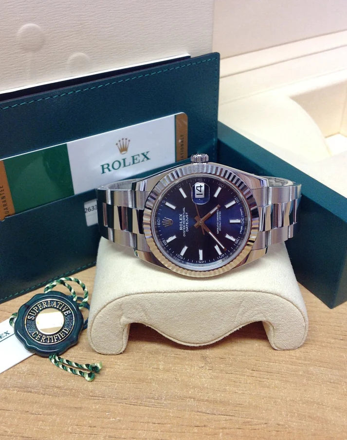 Datejust 41mm oyster blu ghiera zigrinata