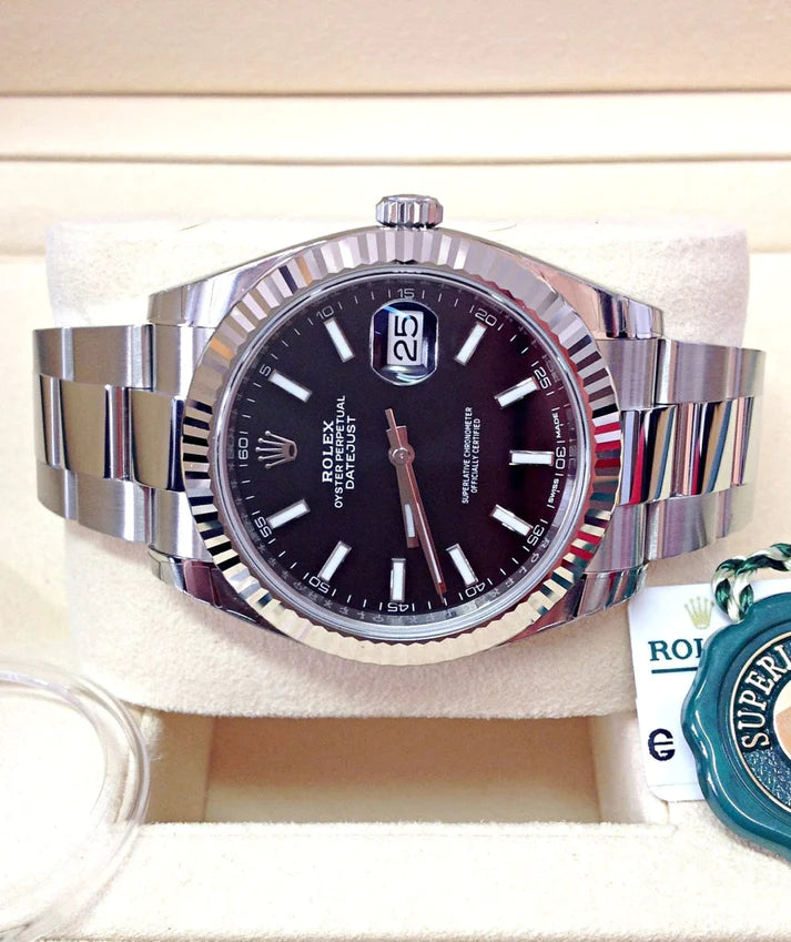 Datejust 41mm oyster nero ghiera zigrinata