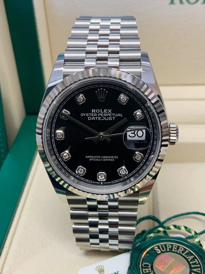 Datejust 36mm acciaio nero con brillantini