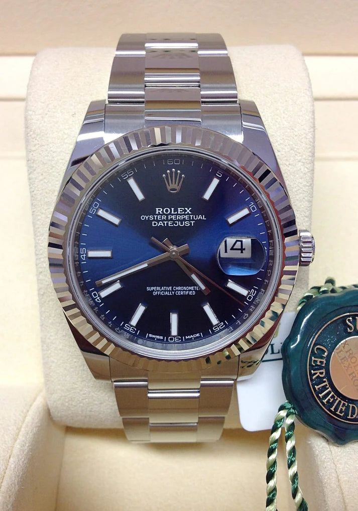 Datejust 41mm oyster blu ghiera zigrinata